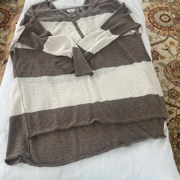 Free People, brown and cream, long sleeve tunic - Picture 6 of 11